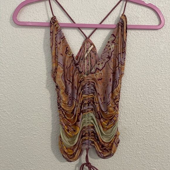 NWOT- Free People-Cocktail Queen Printed boho Top-size Large - Picture 6 of 16